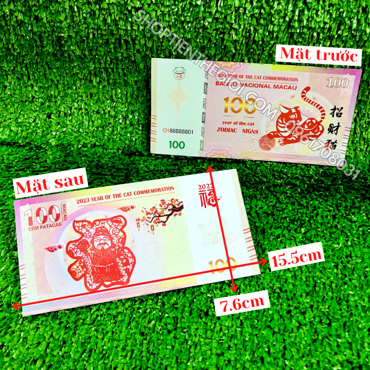 Tiền Lì Xì 100 Dola Macao Hình Con Mèo 2023